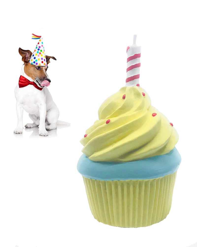 Lanco Dog Birthday Cake Toy - Squeaky Dog Toys - Dog Puppy Birthday Gift - Dog First Birthday - 100% Natural Rubber - Happy Birthday Dog Toy for Small Medium Large Dogs -Handmade - Image 1
